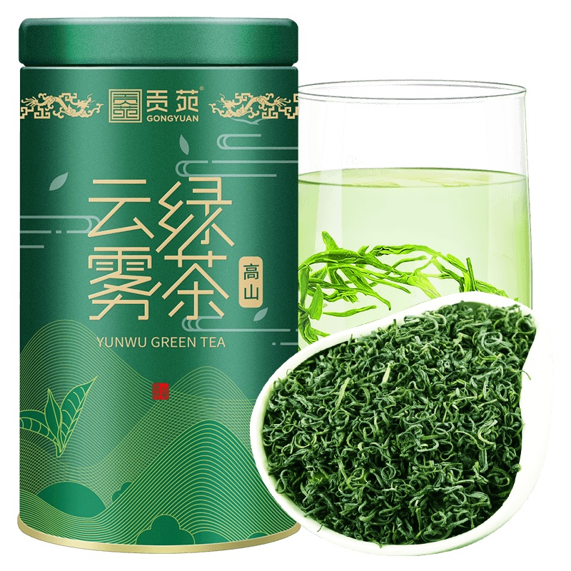 贡苑茶叶绿茶明前高山云雾绿茶春茶嫩芽茗茶浓香型春茶散装口粮茶叶125g