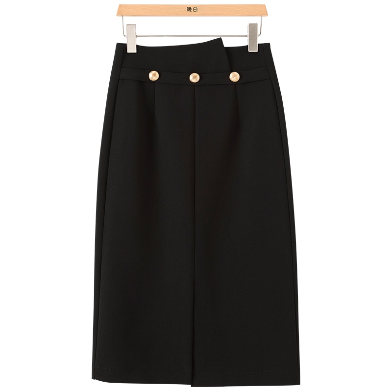 晚白2021春季新品时尚百搭纯色高腰职业通勤包臀裙半裙半身裙女