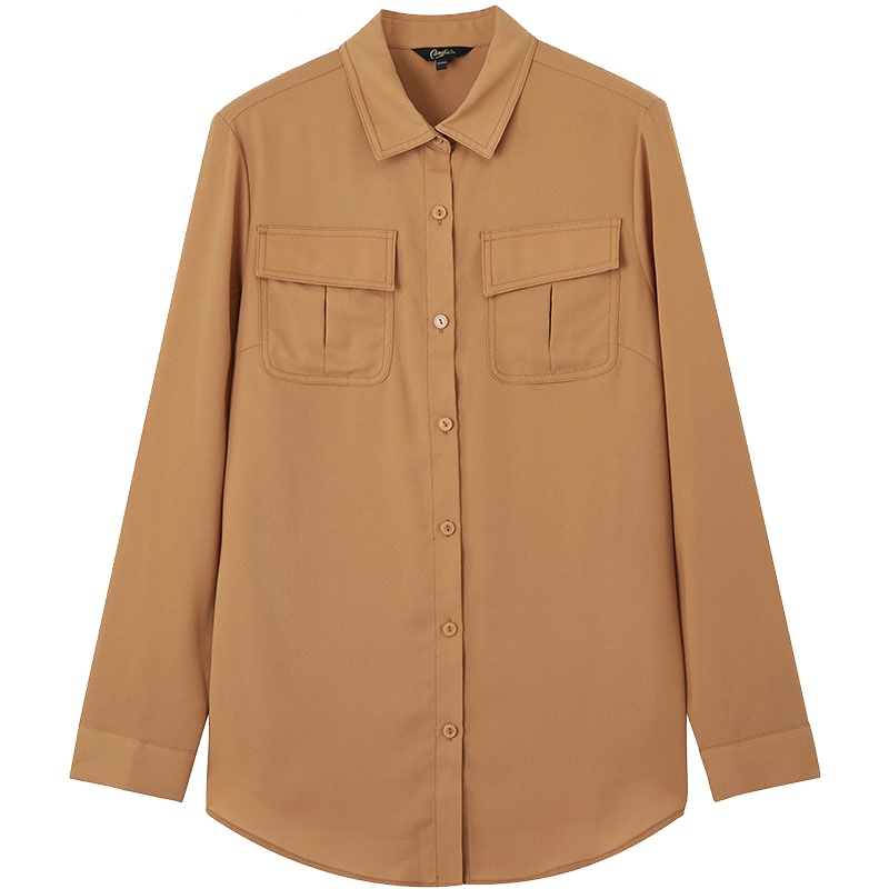 上新拉夏贝尔candie's秋冬新款时尚气质简约长袖立领雪纺衬衫30083263