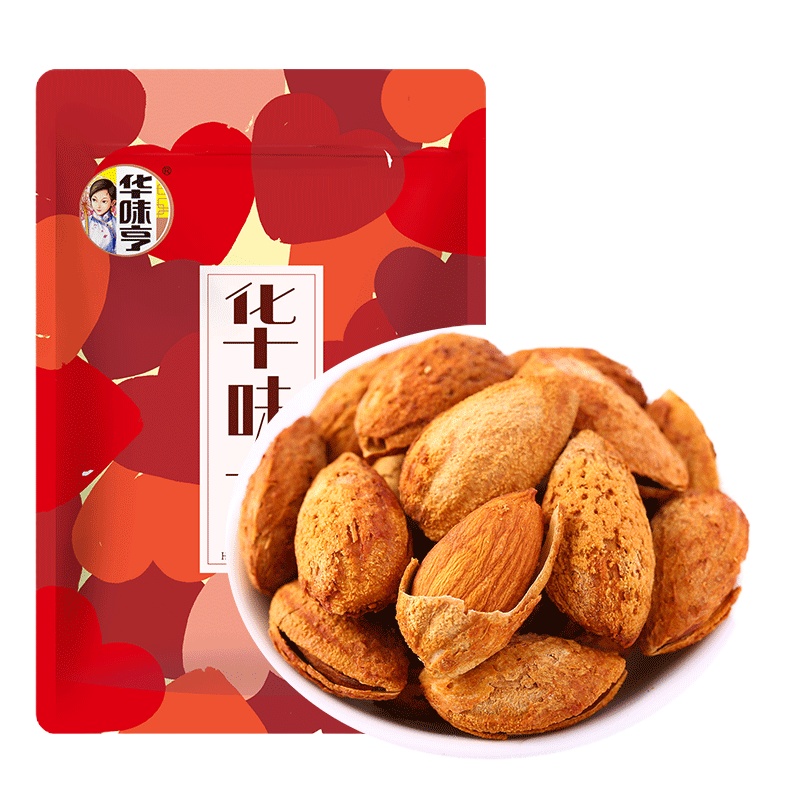 华味亨盐焗扁桃核158g袋手剥杏仁杏核每日坚果薄壳巴旦木
