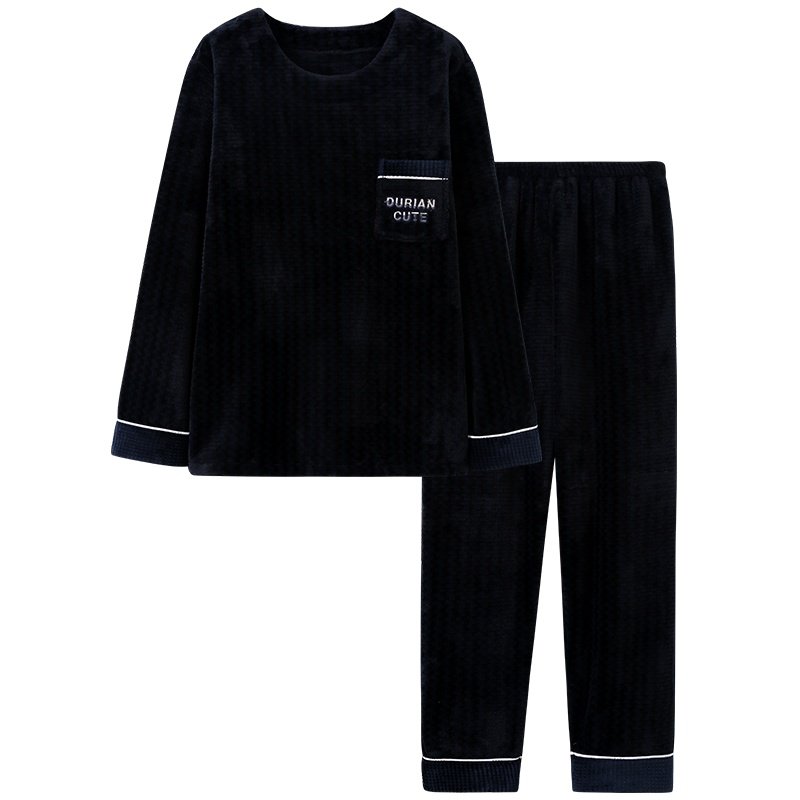 猫人秋冬款珊瑚绒保暖男士睡衣 韩版休闲加厚法兰绒家居服套装