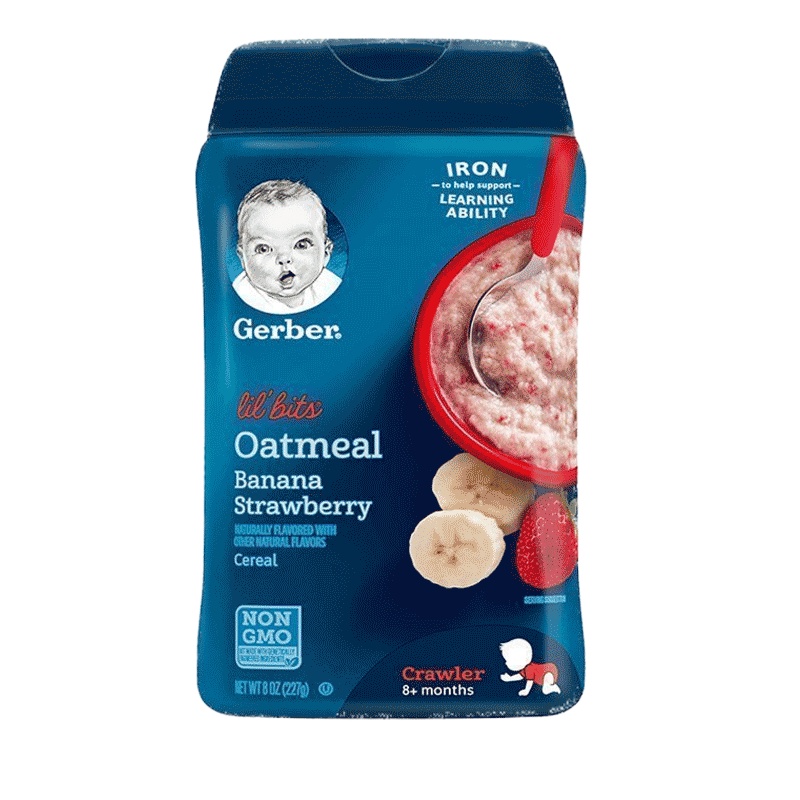 嘉宝(Gerber)香蕉草莓燕麦谷物米粉 3段 227g/罐装 原装进口 8个月以上 9-12月