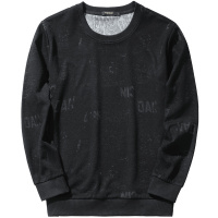 千纸鹤男装圆领卫衣男2019春秋新款运动外套长袖印花上衣潮15173