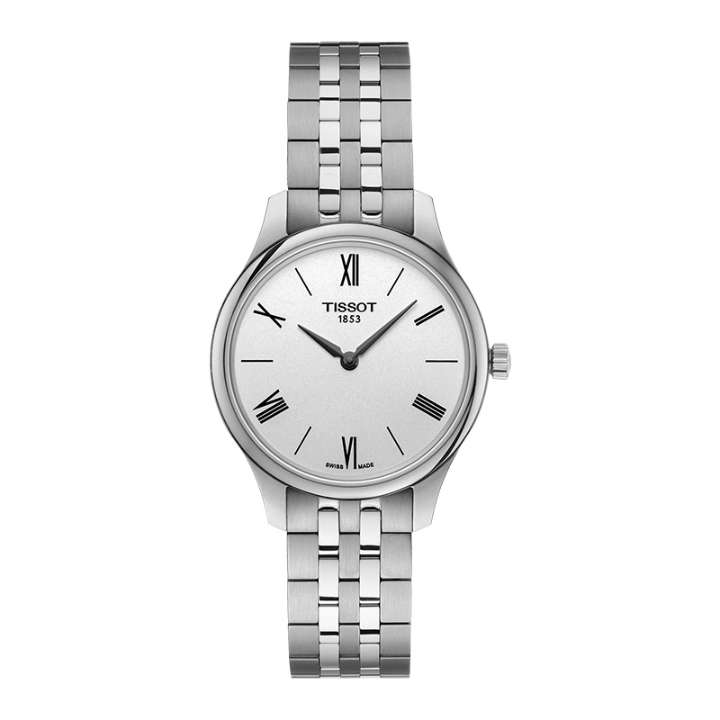 [2020新款]天梭(TISSOT)瑞士手表 复古简约 俊雅系列钢带女士石英表T063.209.11.038.00 情侣