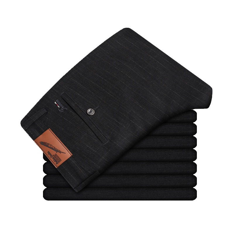 金盾(KIN DON)2021年秋冬新款男士休闲裤男磨毛暗格子修身直筒弹力中高腰休闲裤中青年潮款百搭长裤子A01