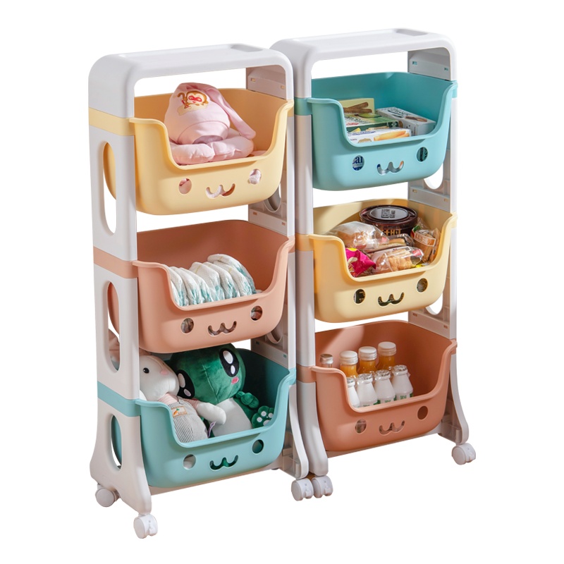 星优玩具收纳架家用床头零食卧室小推车置物架落地多层储物架