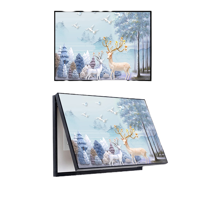 [苏宁好货]电表箱装饰画免打孔挂画总开关电闸盒现代简约配电箱遮挡 一路相伴1 50*60