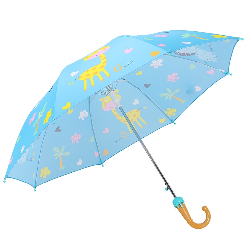 天堂伞 儿童伞直杆伞长柄伞强效拒氺晴雨伞53cm*8骨 3046E动物王国 蓝色