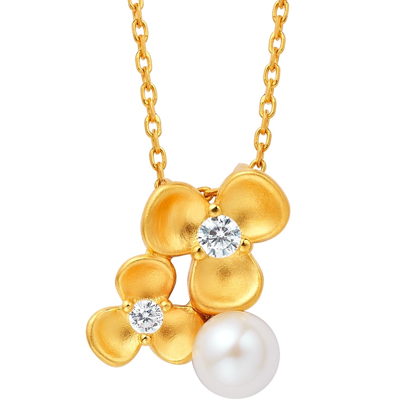 Fei Liu S925银三叶草珍珠吊坠项链锁骨链女款