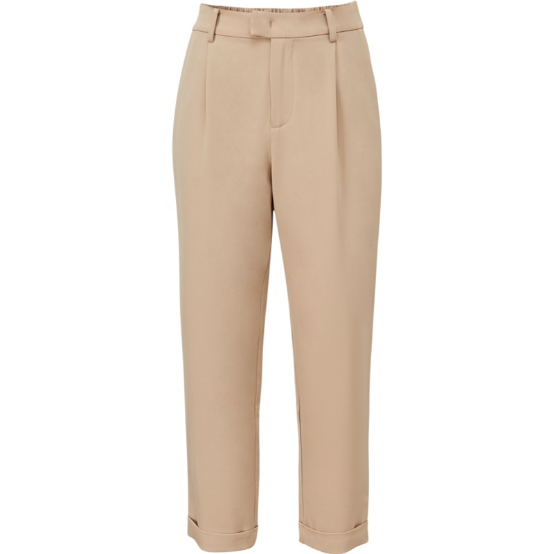 MECITY女装秋季新款雪纺商务裤口翻边休闲锥形西裤西装裤子女