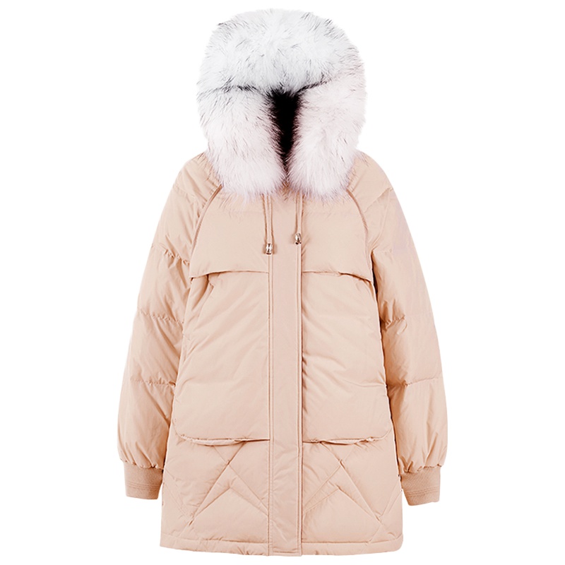 yaloo/雅鹿羽绒服女2019新款韩版宽松加厚大毛领羽绒服女潮