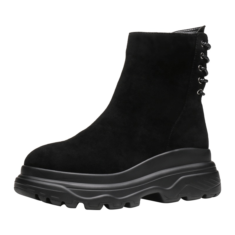 马克华菲冬季女靴创意后帮厚底女鞋百搭女短靴潮靴女休闲靴加绒女鞋