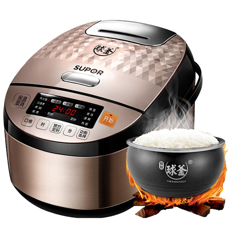 苏泊尔(SUPOR)电饭煲家用4L多功能3-6人电饭锅精铁不粘球釜内胆IH电磁加热智能预约定时CFXB40HC817