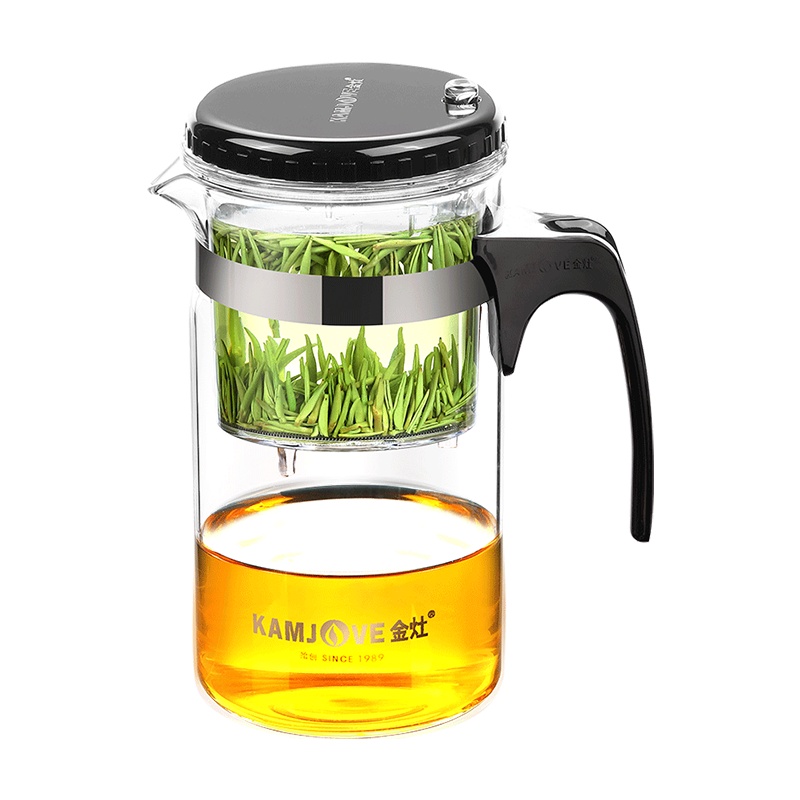 KAMJOVE/金灶 K-209 水具 飘逸杯 耐热玻璃茶道杯 不锈钢花茶壶茶具 全过滤功夫茶具可拆卸泡茶壶 500ML