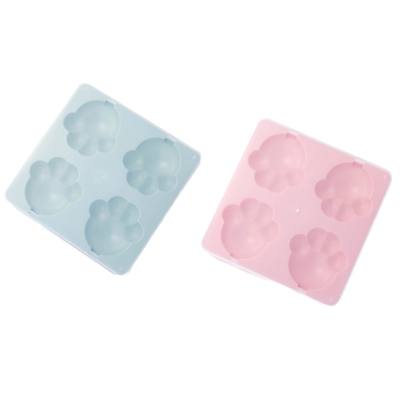 雪糕模具家用冰棍模具自制熊爪冰格烘焙精灵做冰糕模型DIY冰淇淋4格套装 熊爪粉色+蓝色