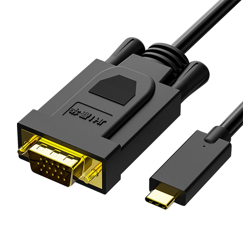 晶华Type-C转VGA高清转换线苹果笔记本MacBook华为mate30扩展坞连接显示器投影仪连接线黑色1米Z352C