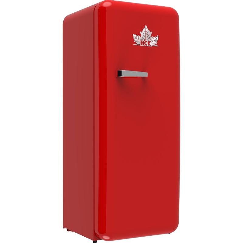 HCK哈士奇 BC-130GGA单门冷藏冷冻红色彩复古冰箱厨房家用办公室冰箱