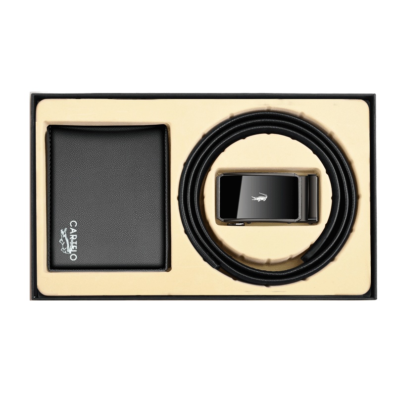 卡帝乐鳄鱼 皮带男士真皮自动扣腰带牛皮休闲百搭中青年潮裤带正品 专柜礼盒套装