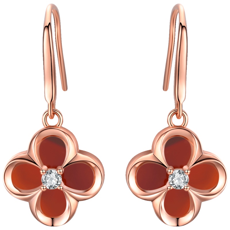 佰色传情纯银高级感耳环新款潮女气质网红耳钉时尚经典四叶草耳饰