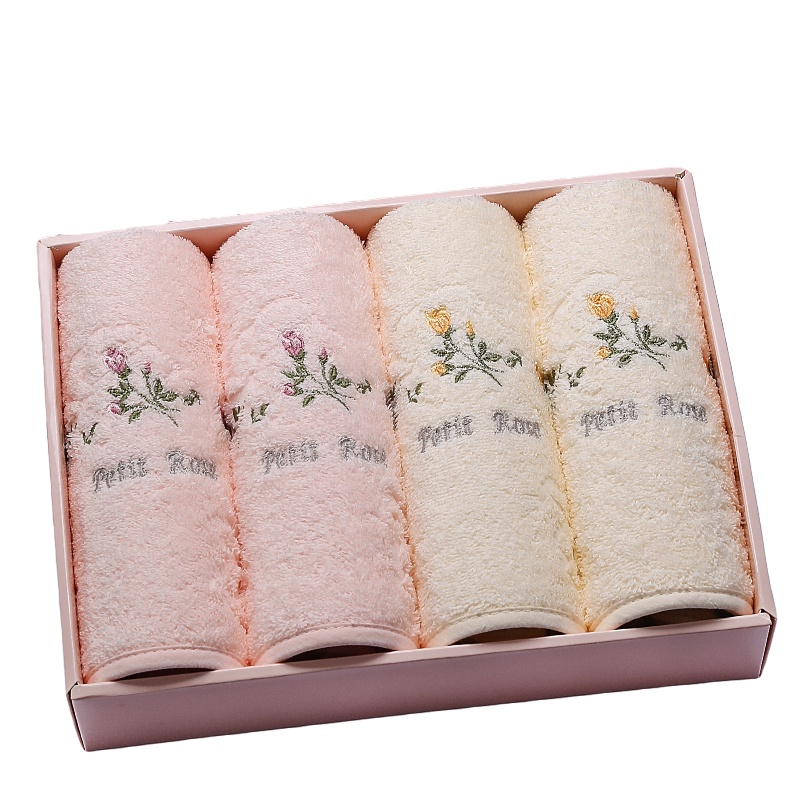 金号毛巾礼盒套装纯棉四条装 节日/婚庆回礼毛巾团购定制Logo绣字