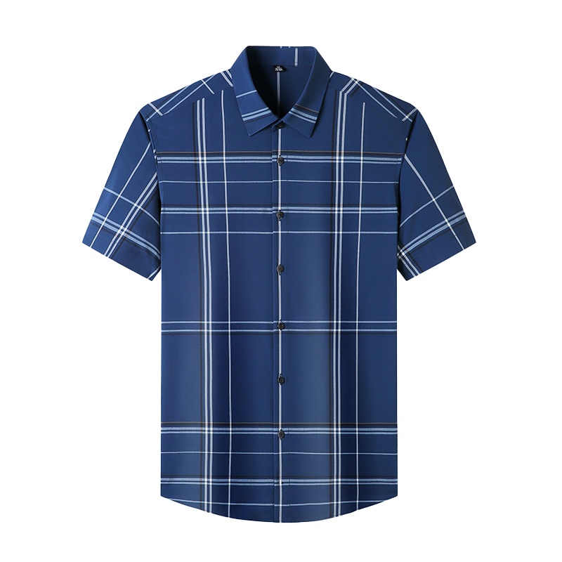 鸭鸭(yaya)时尚休闲舒适衬衫修身格子短袖春夏装衬衫