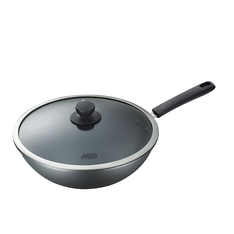 爱仕达（ASD）少油烟炒锅32cm加深大容量不粘锅圆底炒菜锅加高平底煎锅轻油少烟防滑耐用大翻炒不飞菜 CL32U2Q