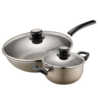 爱仕达(ASD) 锅具套装PL02G2WG 新不粘套装锅 炒锅汤锅两件套 不粘易洁少油烟 煤气灶专用