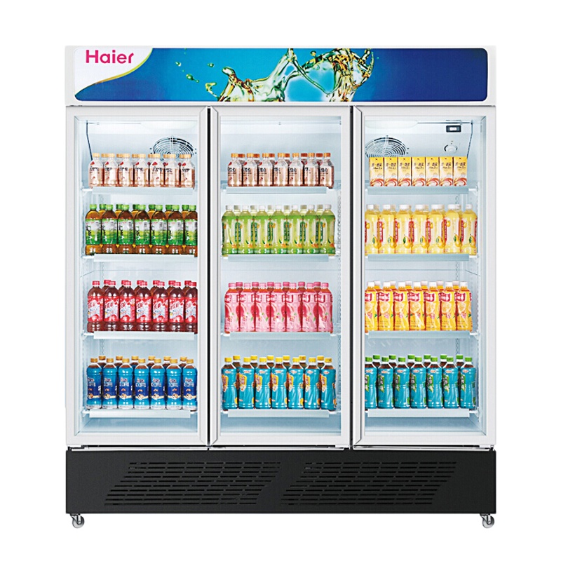 海尔(Haier)冷柜SC-1050HL三门冰柜 单温冷藏保鲜柜 饮料啤酒柜 立式商用大容量玻璃门展示冷柜 超市商场冰箱