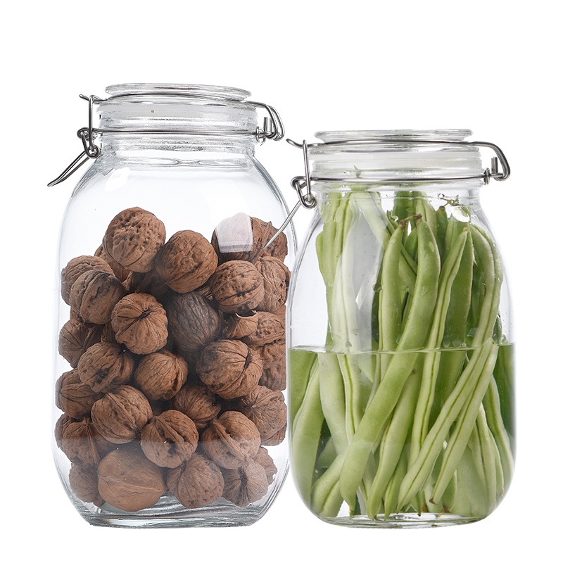 喜碧 潘多拉系列1.8L+3.2L密封罐玻璃瓶子带盖食品储物罐头家用腌制蜂蜜罐柠檬泡菜坛子 两只装