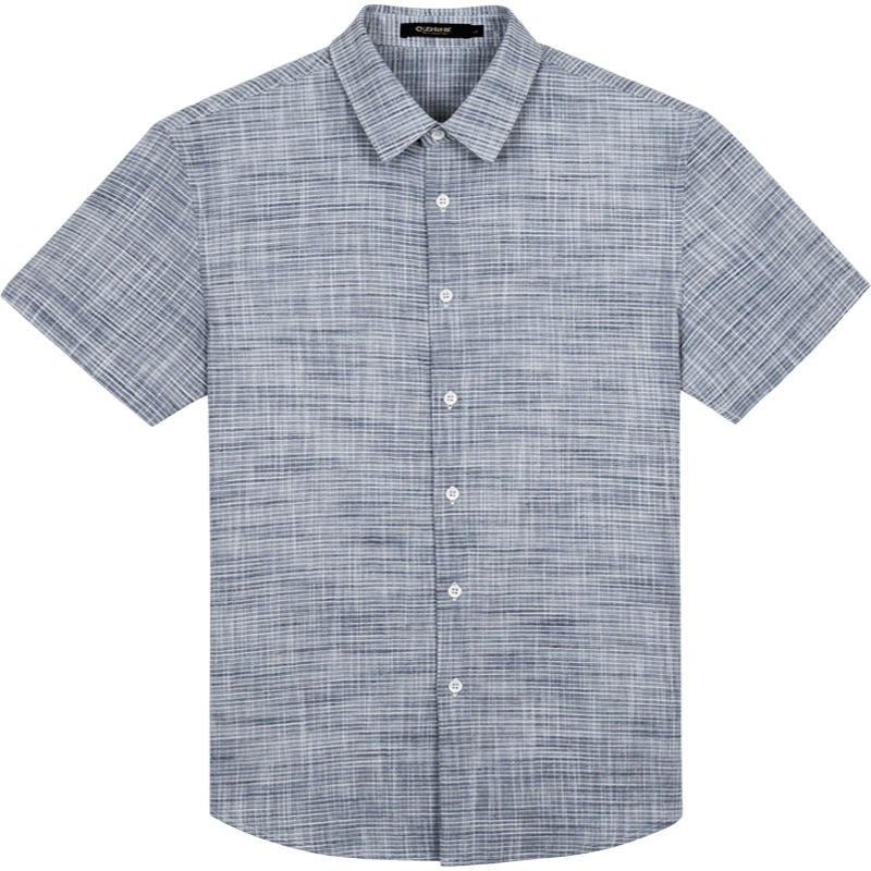 千纸鹤男装纯棉衬衣男2020春夏时尚简约素雅短袖衬衫男10303