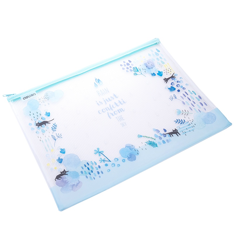 得力(deli) A4拉链袋 拉边袋 透明拉链 档案袋 文件资料收纳袋彩色学生 1个 A4花色 5990-02