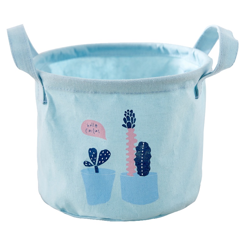 清科蓝 桌面可折叠布艺收纳框桌面收纳袋可爱仙人掌收纳桶布艺整理收纳篓桌面收纳筐收纳桶卡通可爱防水透气棉麻材质