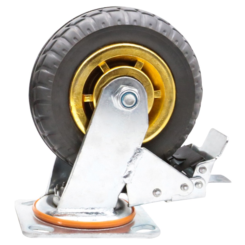 海斯迪克 HK534 高弹力静音脚轮转向轮 工业重型平板车手推车轮橡胶万向轮子 6寸刹车脚轮