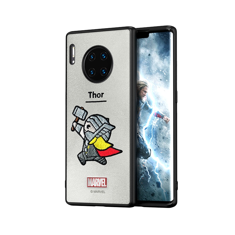 ESCASE 华为mate30pro手机壳硅胶保护套全包防摔卡通动漫个性布艺刺绣网红潮牌保护壳漫威正版灰色雷神