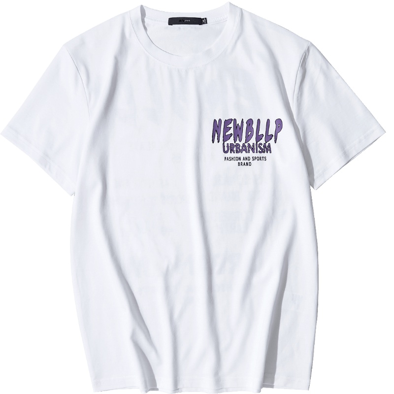 黑鲸后背字母印花短袖T恤男209夏季印花白t男CNTBJ29184A