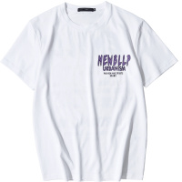 黑鲸后背字母印花短袖T恤男209夏季印花白t男CNTBJ29184A