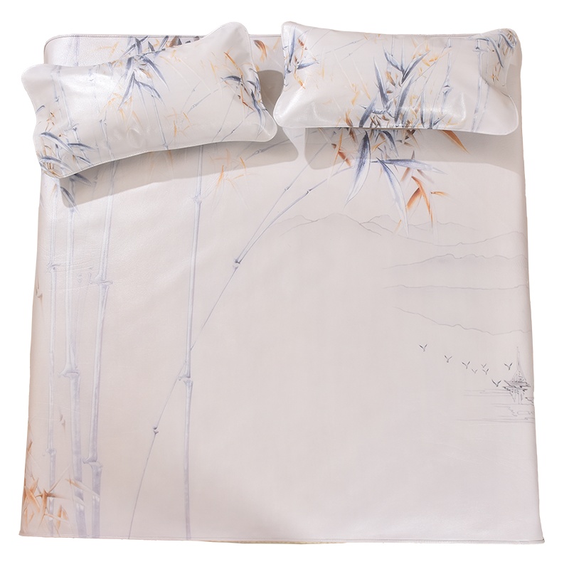 千牛王 家纺 头层水牛皮凉席1.8m1.5m床牛皮席彩席彩绘凉席三件套夏季席子透气清凉空调席真皮席子加厚型 双人席 礼品