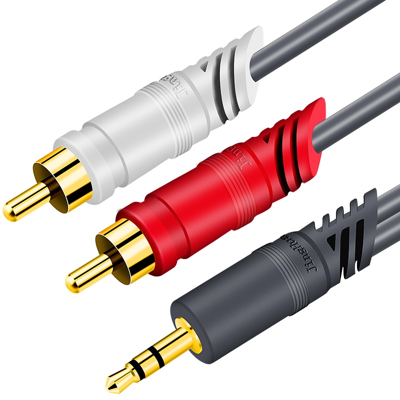 晶华 一分二音频线 3.5mm转双莲花头2rca插头手机电脑连接功放音箱音响通用低音炮连接转接线3米灰色 A220H