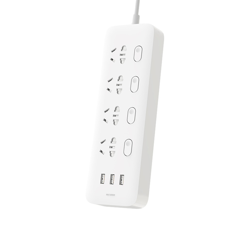 米家四位四控插线板(含3口USB 2A快充)