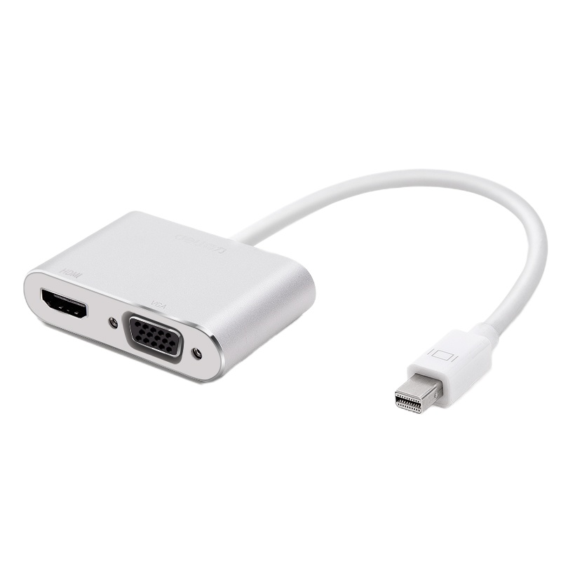 得力(deli)83301 转换器MiniDP转HDMI/VGA二合一转换器 4K高清转接头 单个装