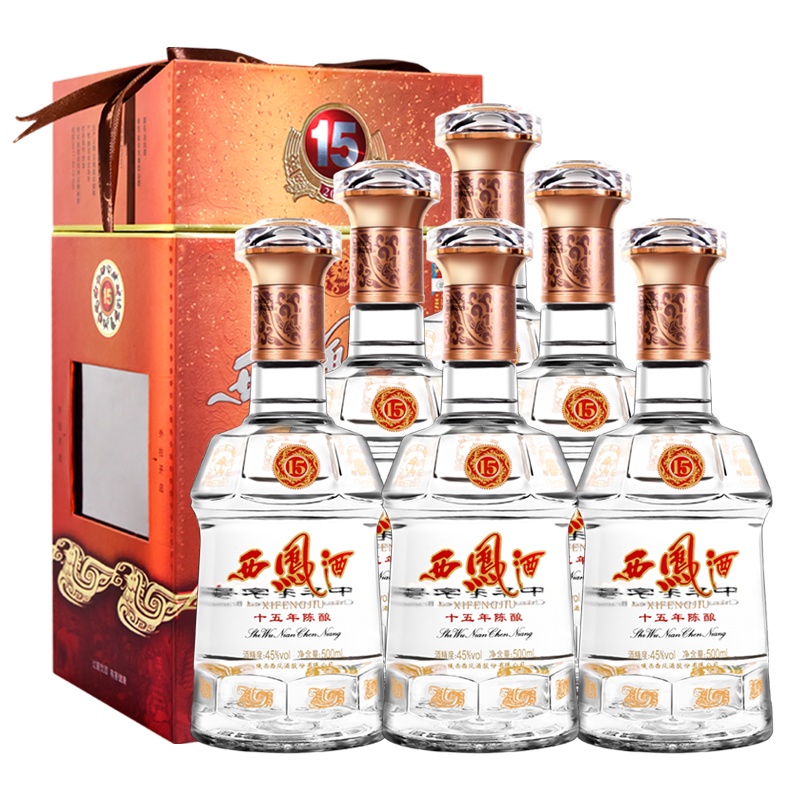 西凤酒 十五年陈酿 45度 500ml*6瓶装 凤香型白酒 非原箱