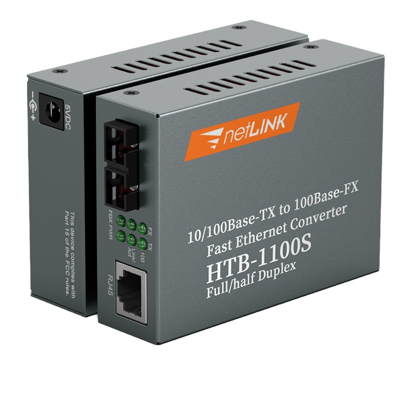 netLINK HTB-1100S-25KM 百兆单模双光纤收发器 光电转换器 外置电源 SC接口