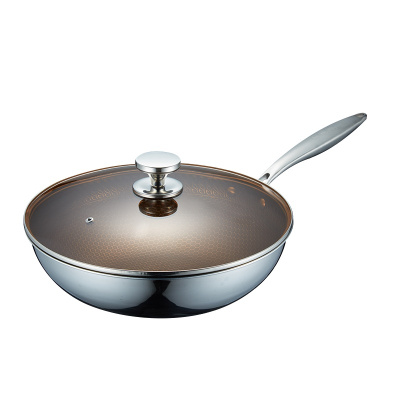 BRK Germany德国炒锅克彭全面屏蜂窝炒锅不粘锅炒菜锅E款304不锈钢锅具物理不粘烹饪用具32cm电磁炉燃气灶通用