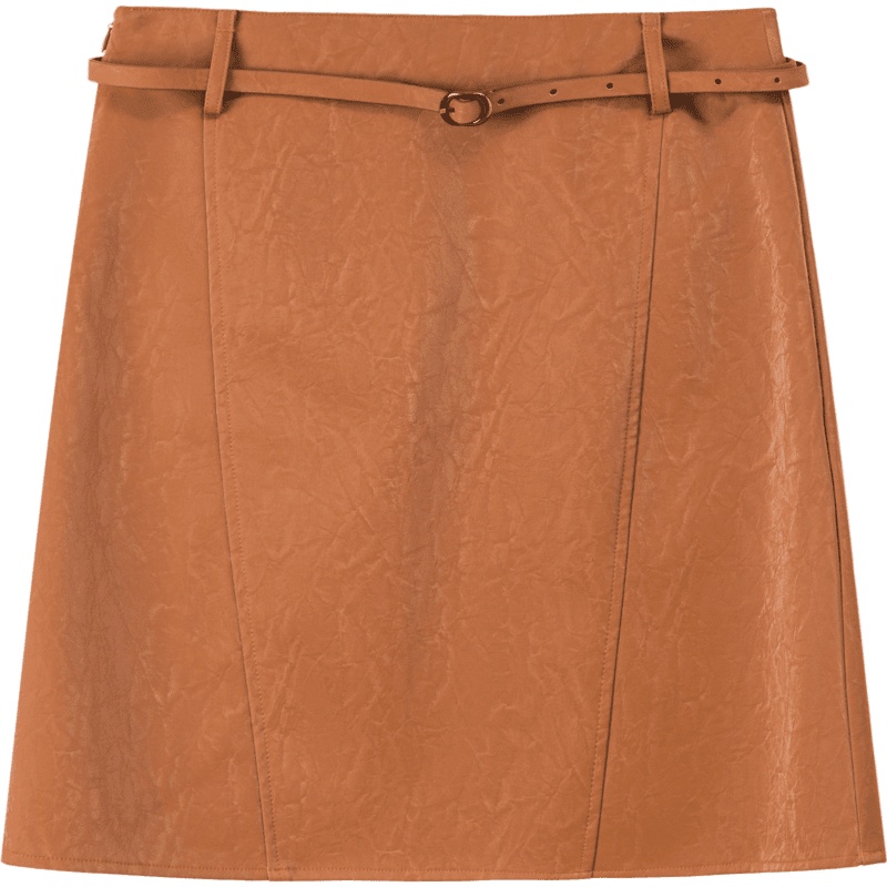 OtherMix纯色气质半身裙女2021年早秋季新款高腰显瘦a字短皮裙子