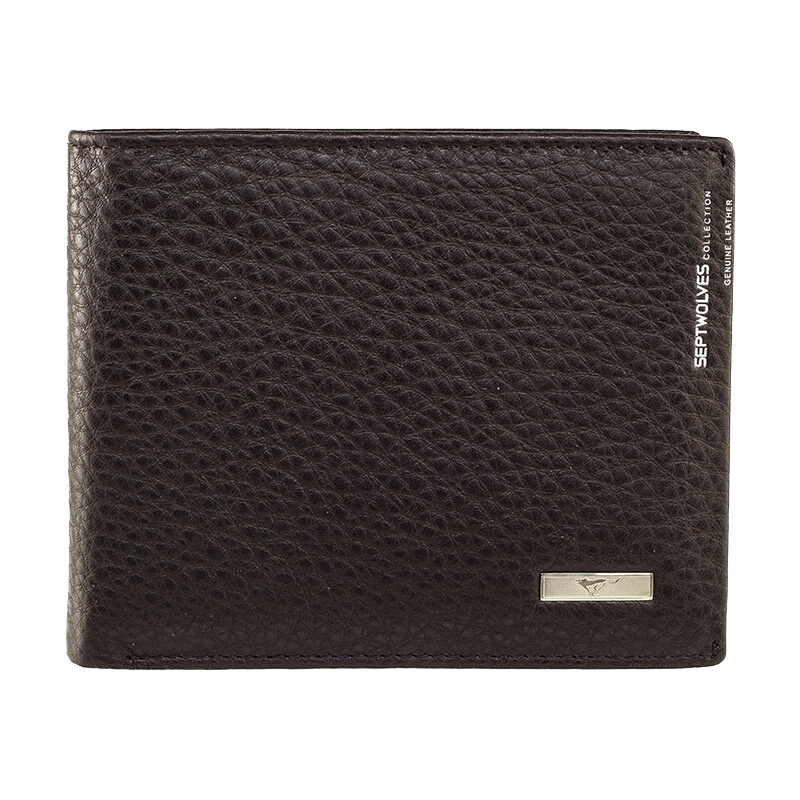 七匹狼男士真皮短款钱包牛皮钱夹韩版休闲卡包商务票夹 3A10167