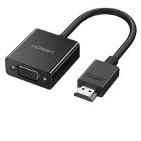 绿联 HDMI转VGA线转换器 高清视频转接头适配器 连接电视显示器投影仪线 黑色/个