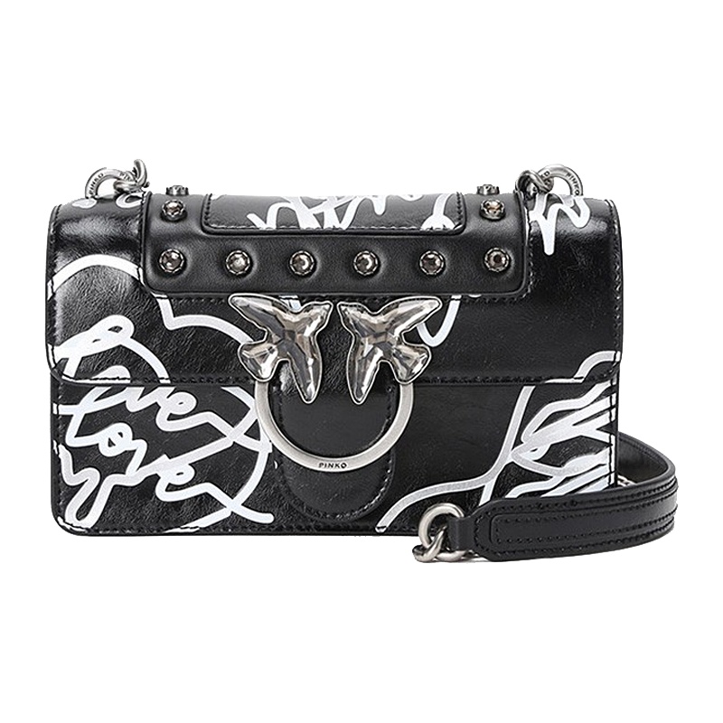 香港直邮 PINKO品高 MINI LOVE NEON 1印花链条单肩斜挎包燕子包女士