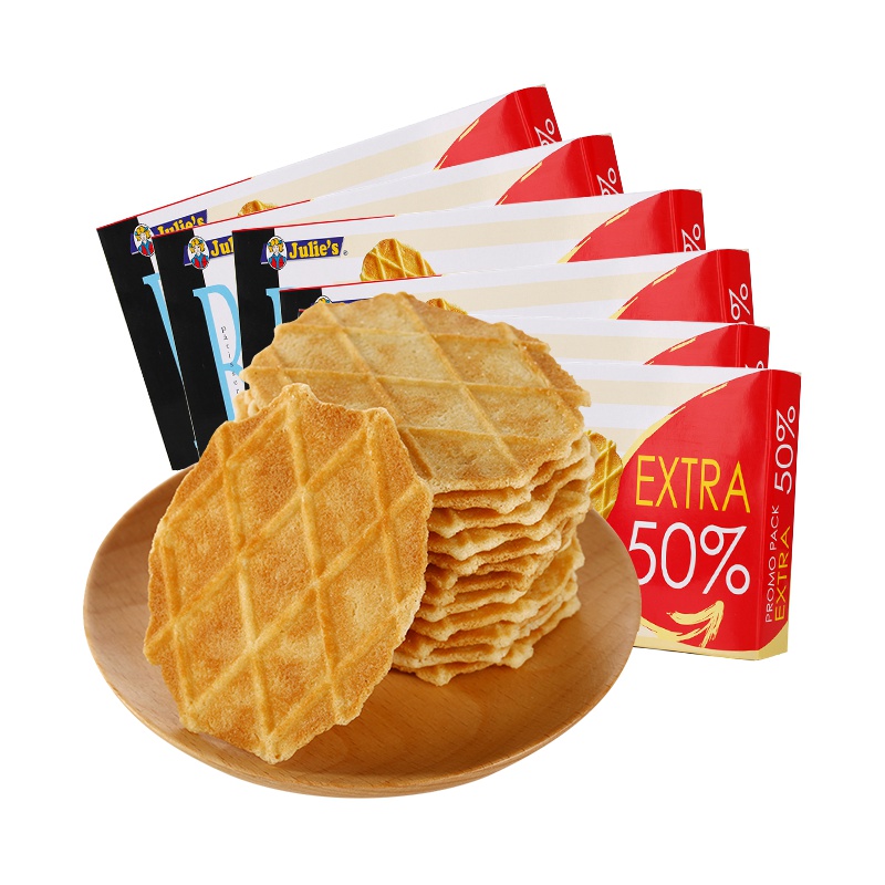 马来西亚进口 Julie＇s/茱蒂丝奶油脆脆饼干华夫饼100g*6盒