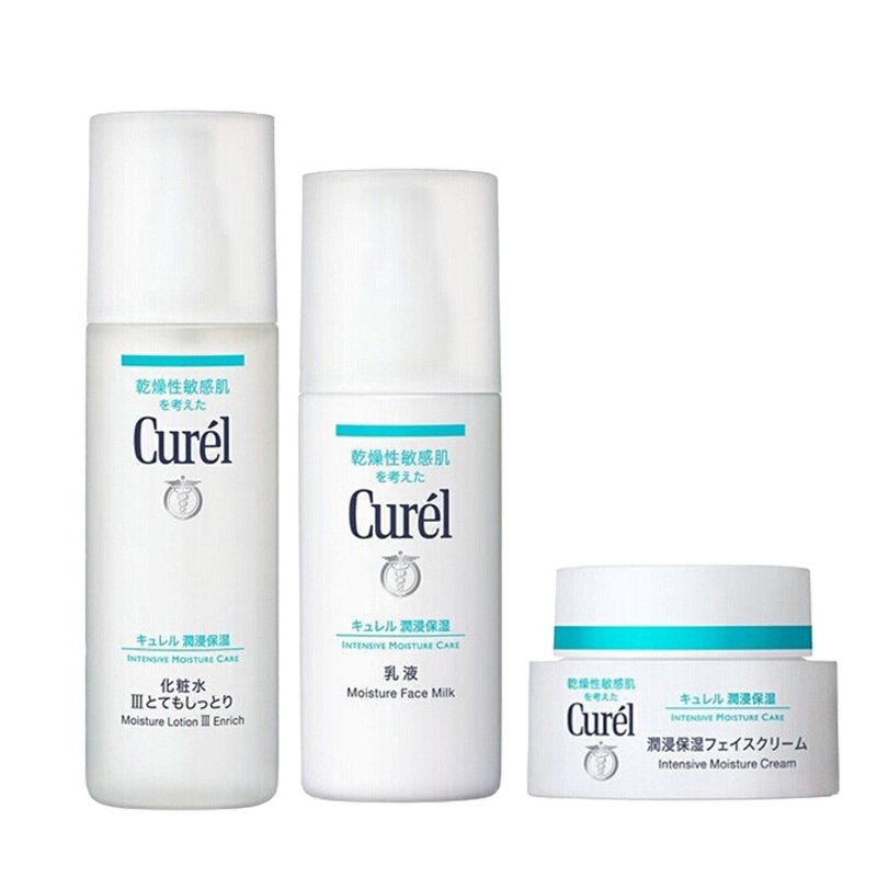 珂润(Curel)浸润保湿 柔和舒缓护肤套装 3件套装(1号水+乳液+面霜)