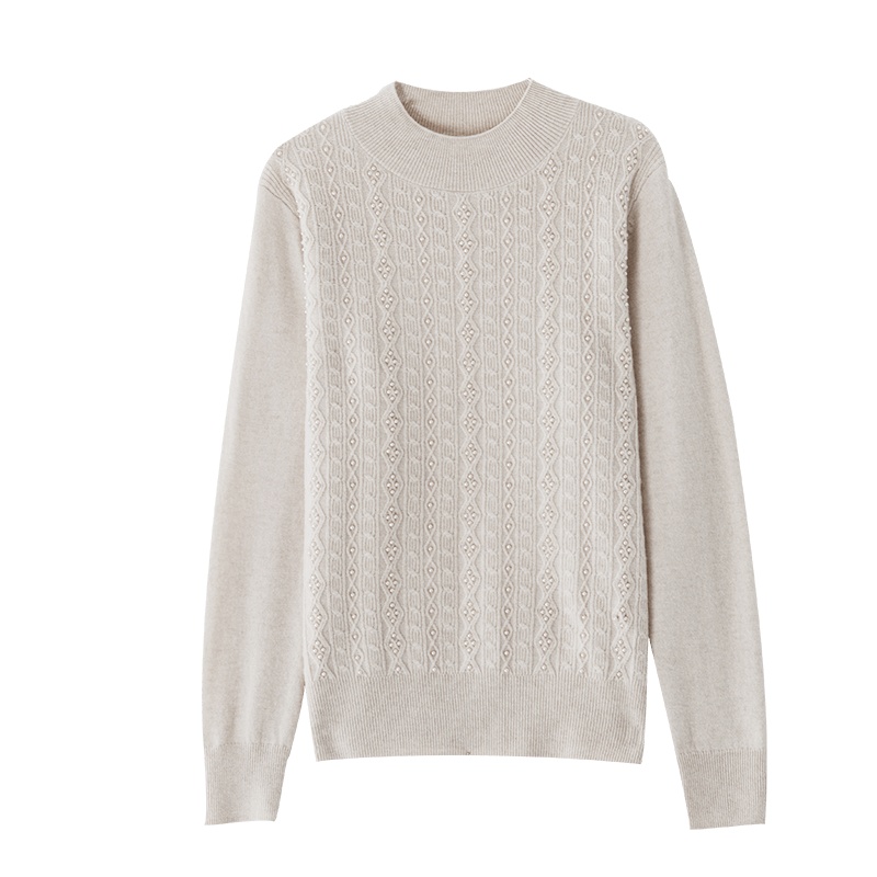 金菊女装半高圆领羊毛衫冬季新款纯羊毛毛衣女士长袖打底衫修身显瘦针织衫套头毛衣女